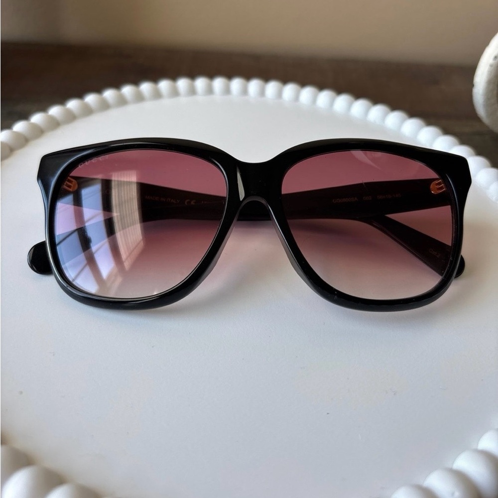 Gucci Black Frame Sunglasses with Pink Gradient Lenses